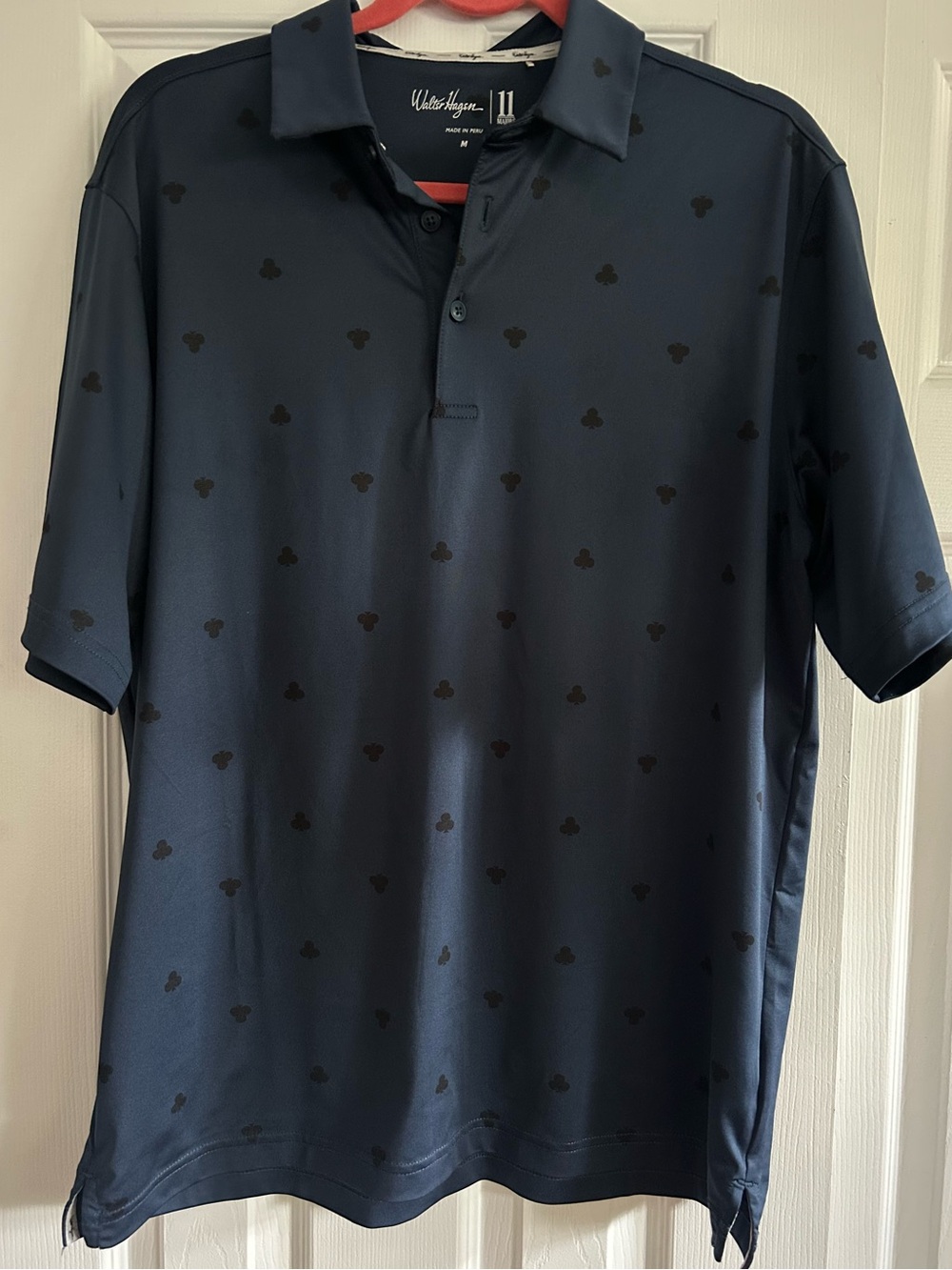 Walter Hagen Navy Polo with Subtle Black Micro Club Motif
